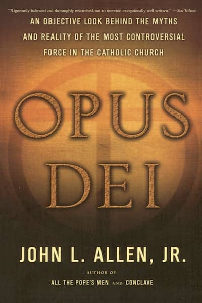 Opus Dei: An Objective Look Behind the Myths and Reality of the Most Controversial Force in the Catholic Church. By John L. Allen Jr.. 2005 | New York, Doubleday | 432 pages. 
<p>With the expert eye of a longtime trusted observer of the Vatican and the skill of an investigative reporter intent on uncovering closely guarded secrets, John Allen finally separates the myths from the facts in <em>Opus Dei</em>. Granted unlimited access to the prelate who heads the organization and to Opus Dei centers throughout the world, Allen draws on a wealth of interviews with current members, as well as with highly critical ex-members, to create an unprecedented portrait of the activities, practices, and intentions behind its veil of secrecy. Allen reveals the remarkable power that Opus Dei commands in shaping Vatican policy and presents a detailed look at the full extent of its network, which includes people in key positions in politics, banking, academia, and other influential arenas. He even describes the arcane rituals—including self-flagellation—performed to preserve and promote a spiritual tradition strange and unsettling to modern sensibilities.</p>
.  Buy now on Amazon: https://www.amazon.com/Opus-Dei-Objective-Controversial-Catholic/dp/0385514506.