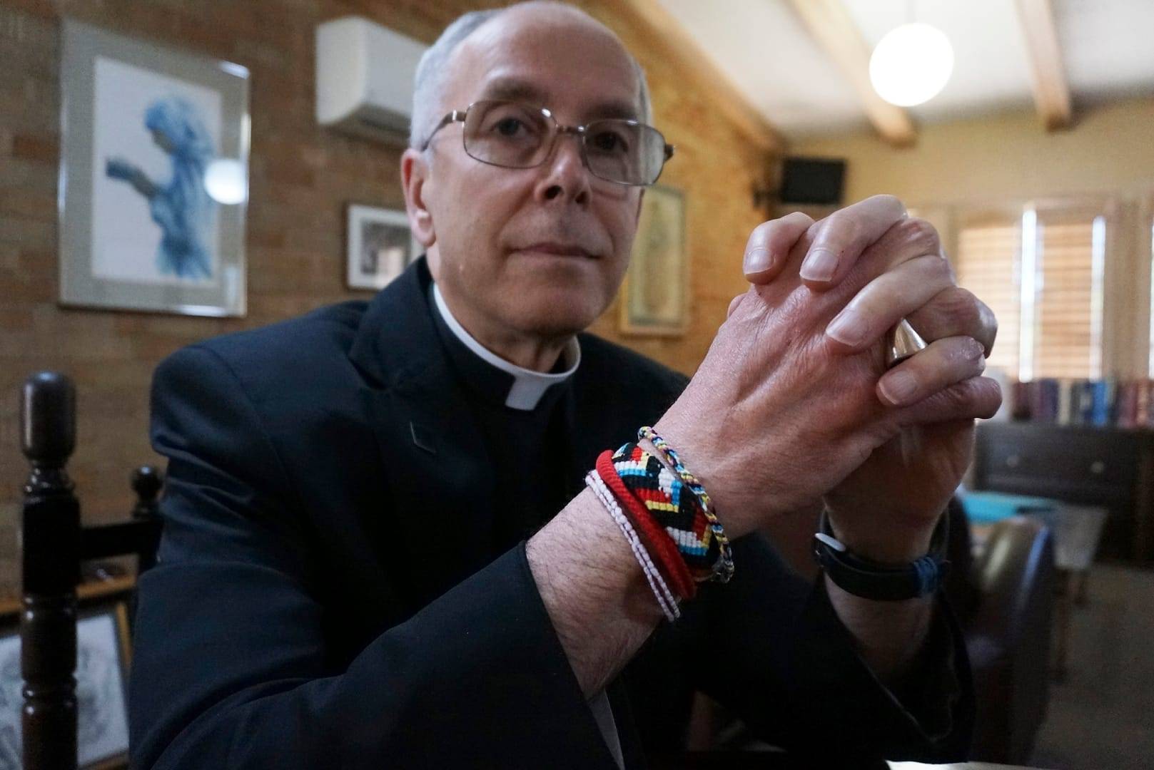 Bishop Mark Seitz of El Paso poses in his office in El Paso, Texas, on Monday, April 4, 2022. (Giovanna Dell'Orto/AP.)