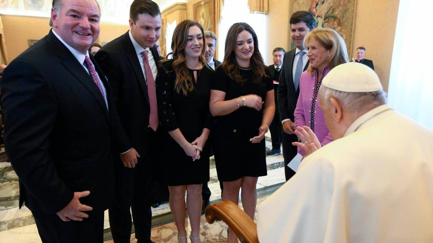 Pope Francis meeting members of the Papal Foundation on April 21, 2023. (Credit: Vatican Media.)