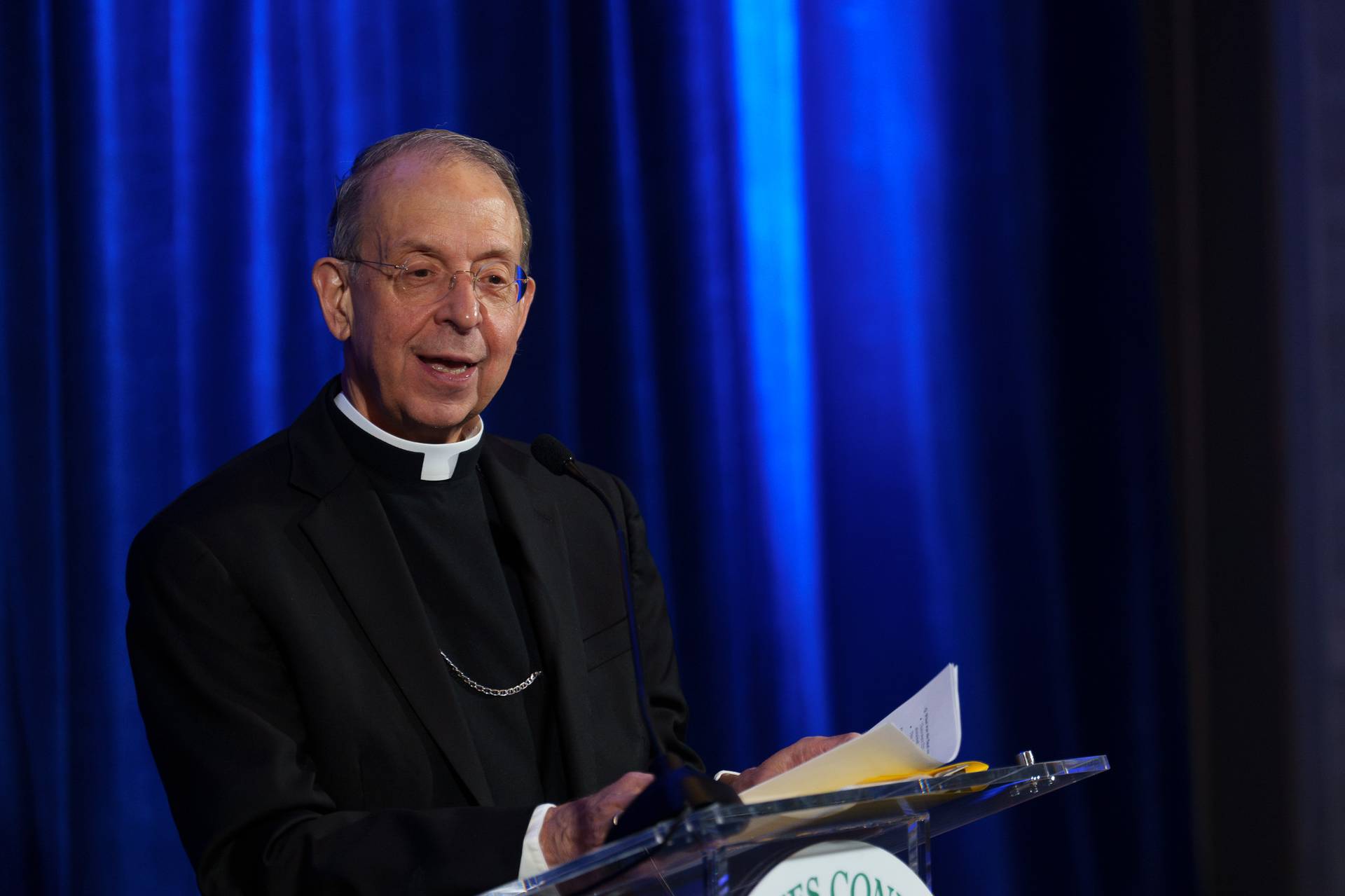 Archbishop William Lori of Baltimore presenting the supplemental materials to the U.S. Bishops voting guide for Catholics at the the third day of their general assembly on Nov. 15. (Credit: USCCB.)