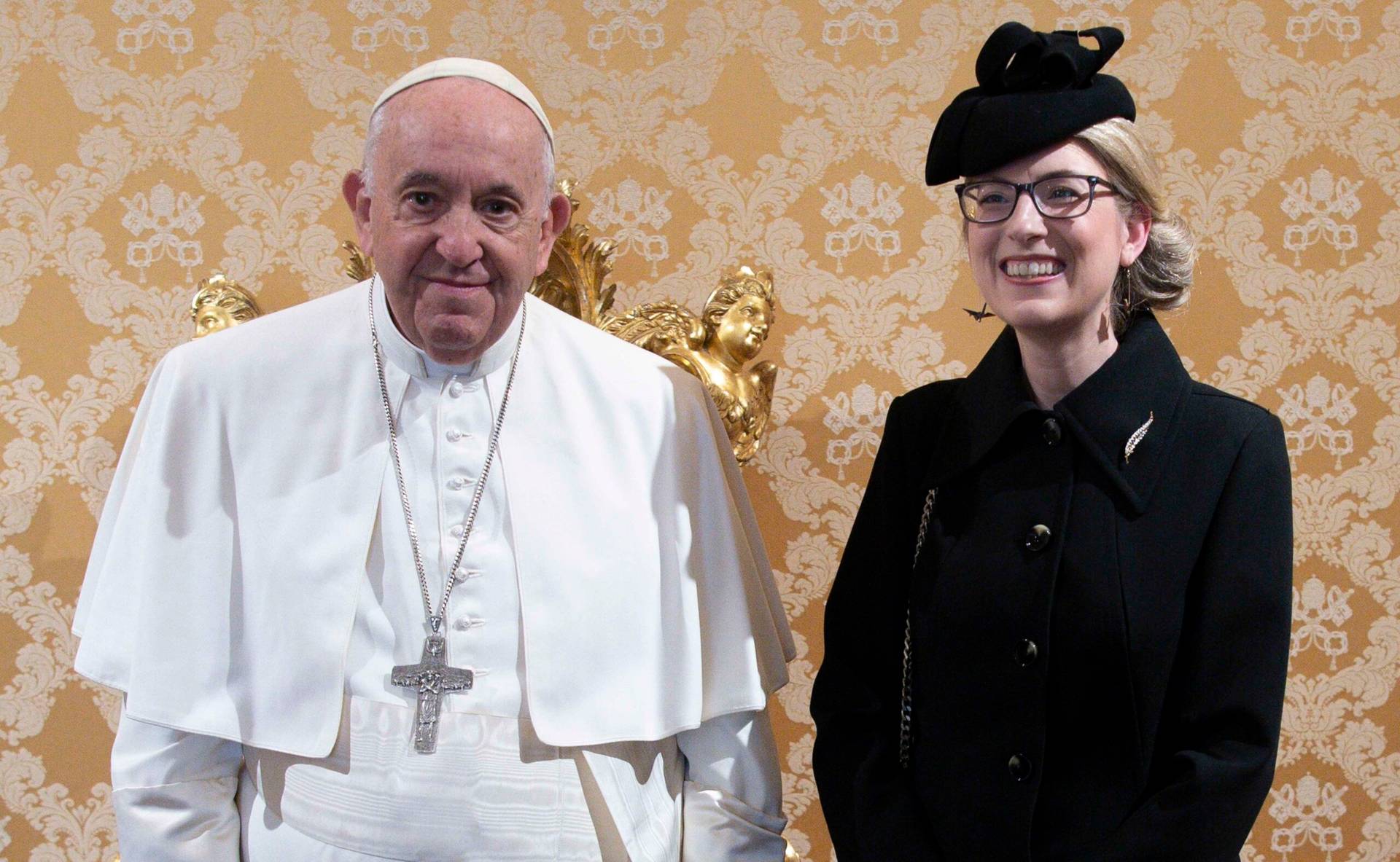 Pope Francis meets with Irish Ambassador to the Holy See Frances Collins at the Vatican. (Credit: Vatican Media.)