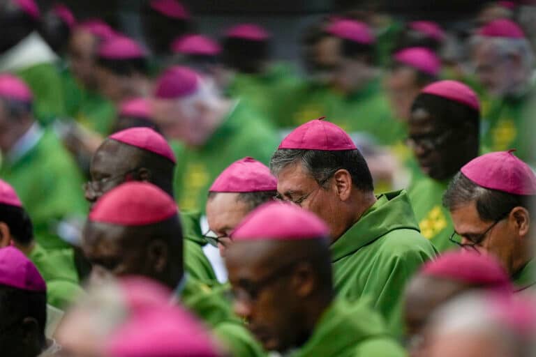 Bishops attend a Mass celebrated by Pope Francis for the closing of the 16th General Assembly of the Synod of Bishops, in St. Peter’s Basilica at the Vatican, Oct. 29, 2023. (Credit: Alessandra Tarantino/AP.)