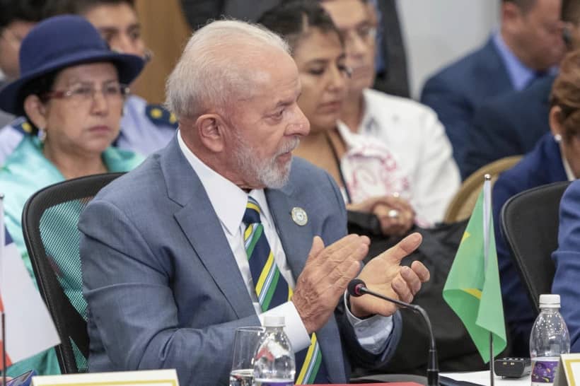 Brazil’s President Luiz Inacio Lula da Silva attends the CELAC Summit in Buccament, Saint Vicent and the Grenadines, Friday, March 1, 2024. (Credit: Lucanus Ollivierre/AP.)