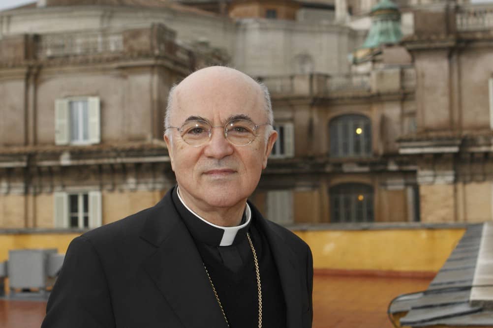 Italian Archbishop Carlo Maria Viganò, former apostolic nuncio to the United States, is pictured at his residence at the Vatican in this Oct. 20, 2011, file photo. (Credit: CNS/Paul Haring.)