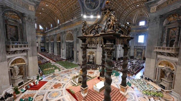 The famed Baldacchino by Bernini in St. Peter's Basilica. (Credit: Vatican Media.)