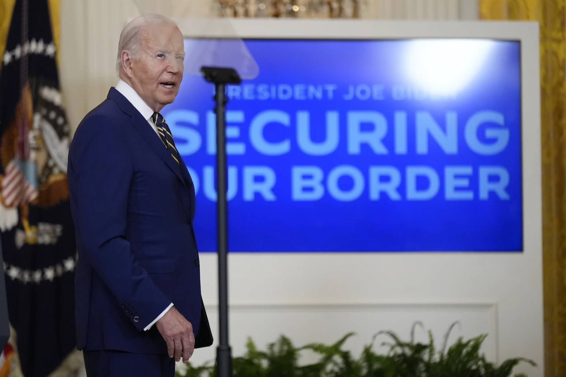 President Joe Biden walks off after speaking about an executive order in the East Room at the White House in Washington, Tuesday, June 4, 2024. (Credit: Manuel Balce Ceneta/AP.)
