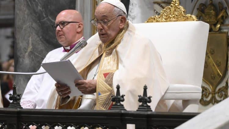 Pope Francis delivers his homily for the feast of Corpus Christi on June 2, 2024. (Credit: Vatican Media.)