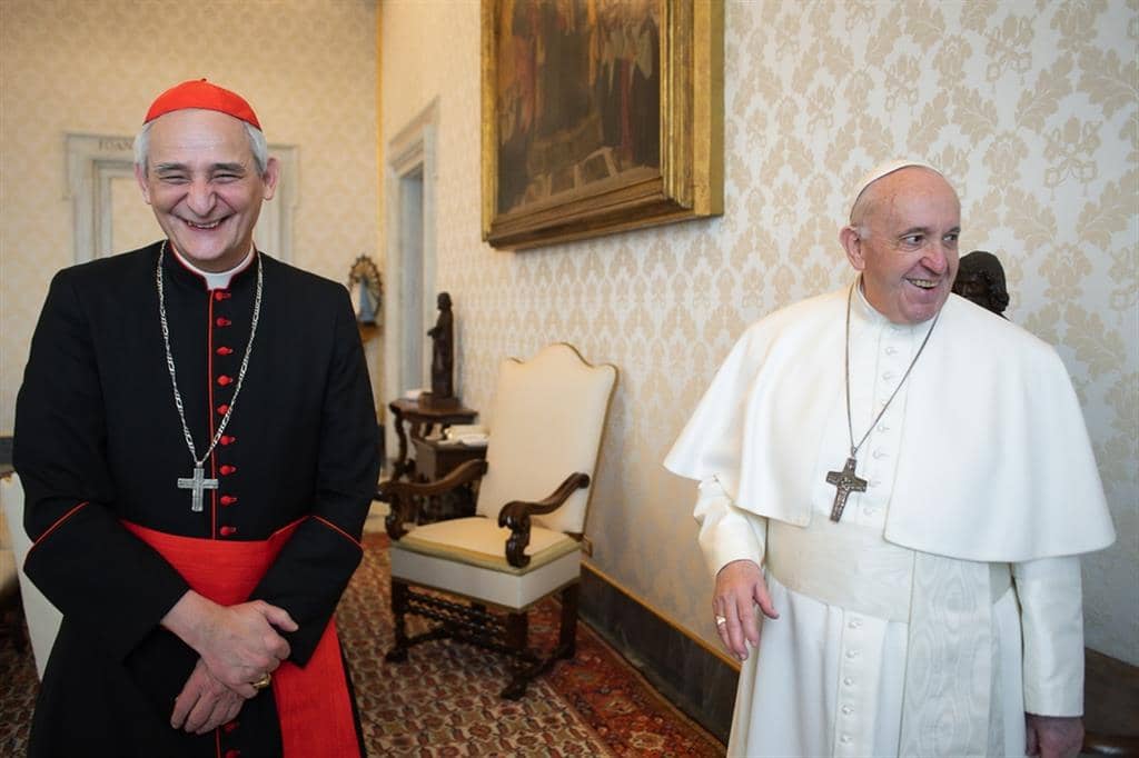 Cardinal Matteo Zuppi with Pope Francis. (Credit: Vatican Media.)