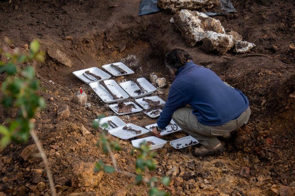 An anthropologist working on the excavation of human remains at the Battalion 14 in Uruguay, an area where three victims of torture have already been found over the past years. (Credit: Gov. of Uruguay.)