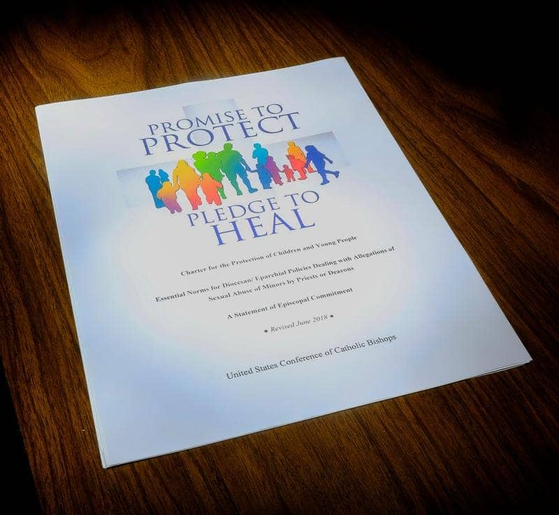 This is the cover of the USCCB “Charter for the Protection of Children and Young People.” (Credit: Rick Musacchio/Tennessee Register via CNS.)