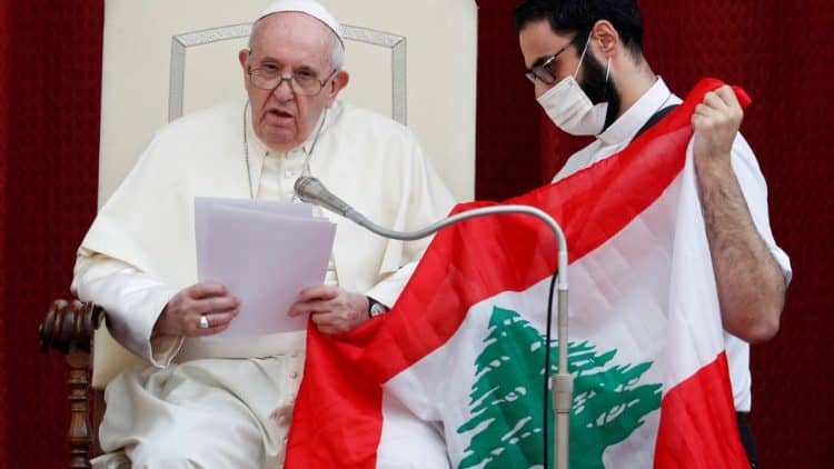 Pope Francis appeals for peace in Lebanon in 2020. (Credit: Vatican Media.)