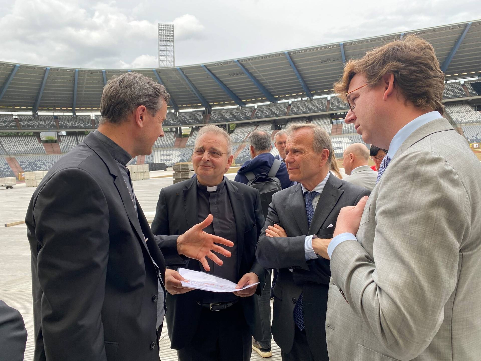 Preparation for visit by Pope Francis at King Baudouin Stadium by Archbishop Luc Terlinden (Credit: Patrick du Bois/Katholiek Nieuwsblad.)