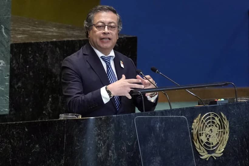 Colombia’s President Gustavo Petro Urrego addresses the the Summit of the Future, in the United Nations General Assembly, Monday, Sept. 23, 2024. (Credit: Richard Drew/AP.)