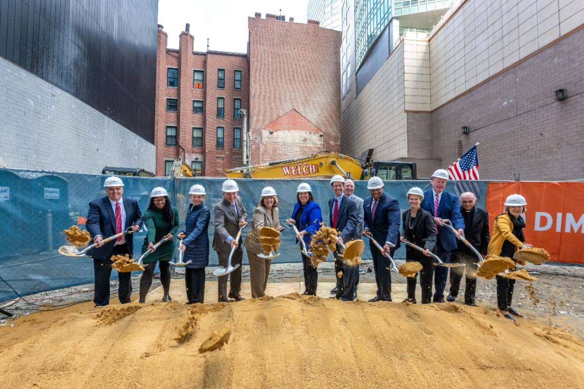 On Sept. 24, leaders of the St. Francis House day shelter in Boston, the Archdiocese of Boston's Planning Office for Urban Affairs, Massachusetts Lieutenant Gov. Kim Driscoll, and City of Boston officials came together for a groundbreaking ceremony of a new 19-story, 126 mixed-united residential tower in downtown Boston. (Credit: Archdiocese of Boston Planning Office for Urban Affairs.)