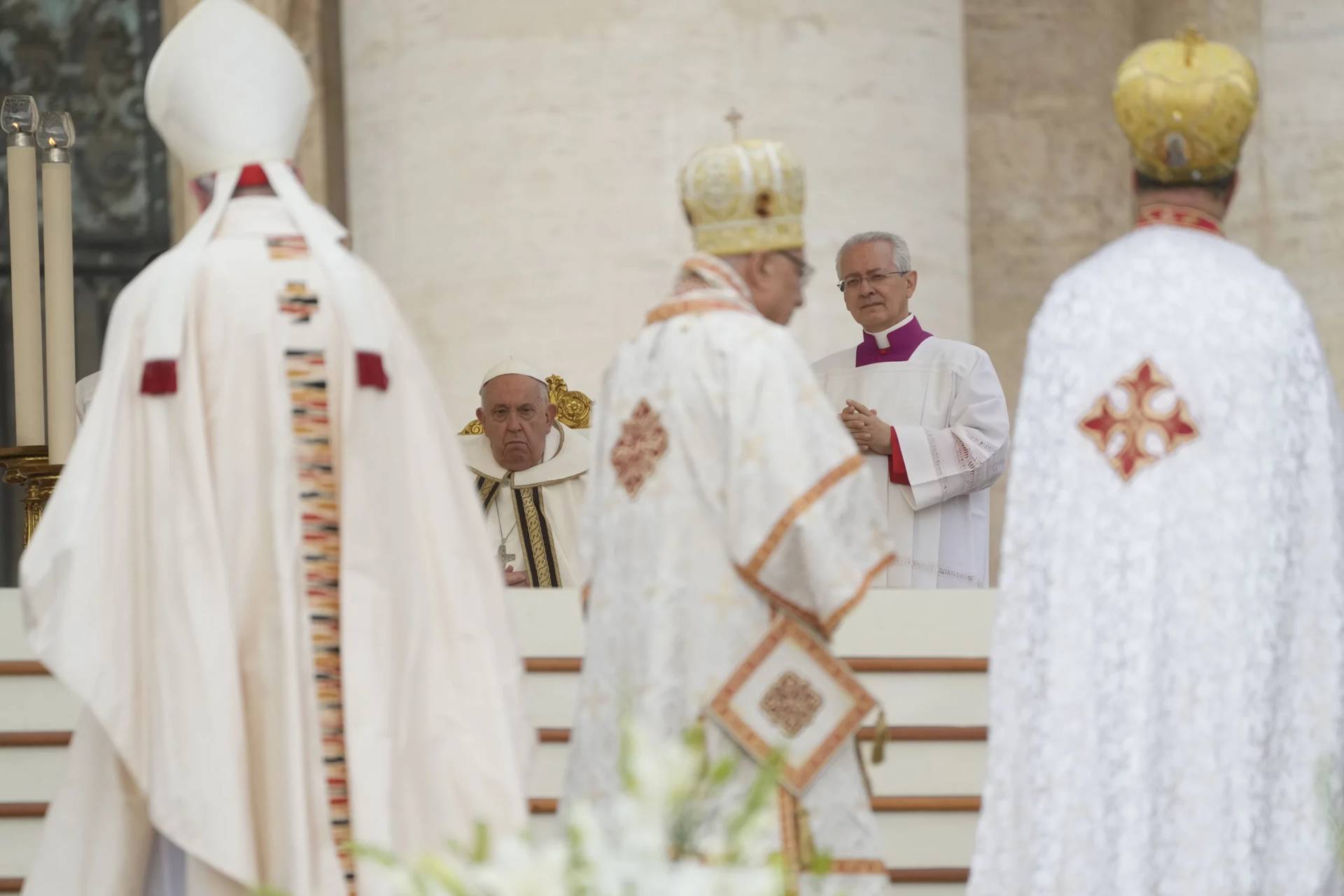 Pope Francis presides over a mass in St. Peter’s Square, at the Vatican, for the opening of the second session of the 16th General Assembly of the Synod of Bishops, Wednesday, Oct. 2, 2024. (Credit: Gregorio Borgia/AP.)