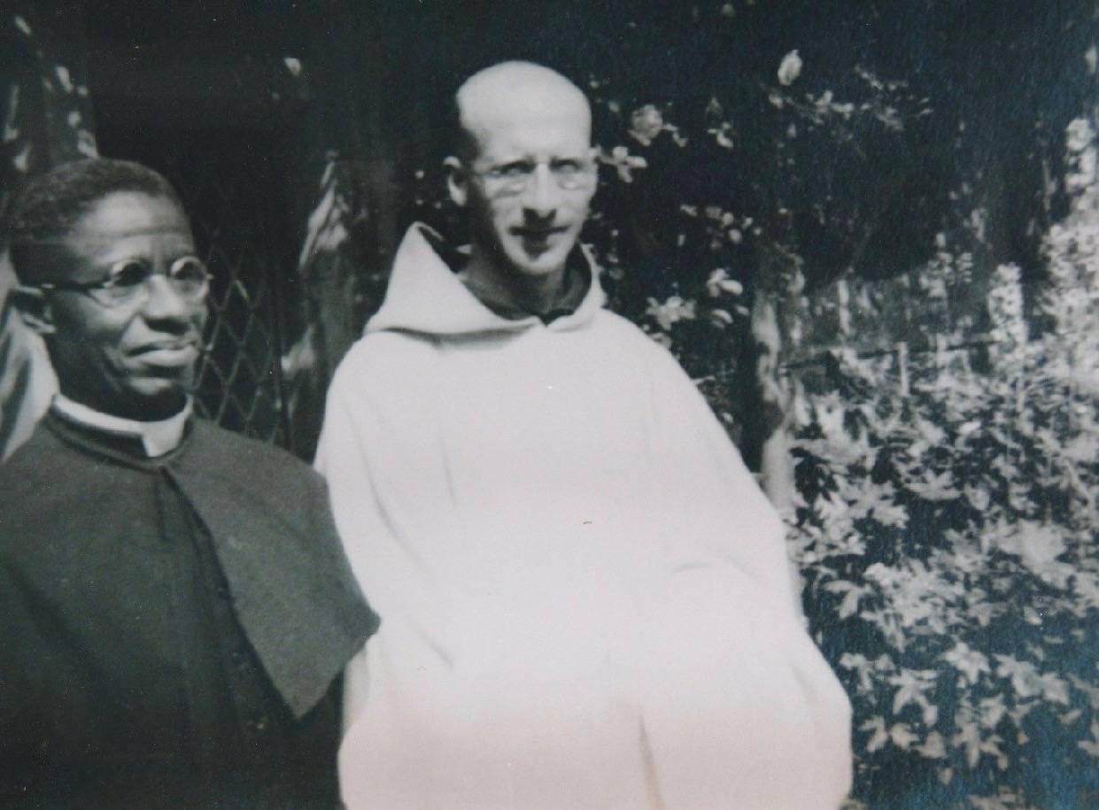 Nigerian Blessed Cyprian Michael Iwene Tansi in an undated photo with a brother Cistercian at Mount St Bernard Abbey in Coalville, Leicestershire, England. (Credit: Mount St Bernard Abbey.)