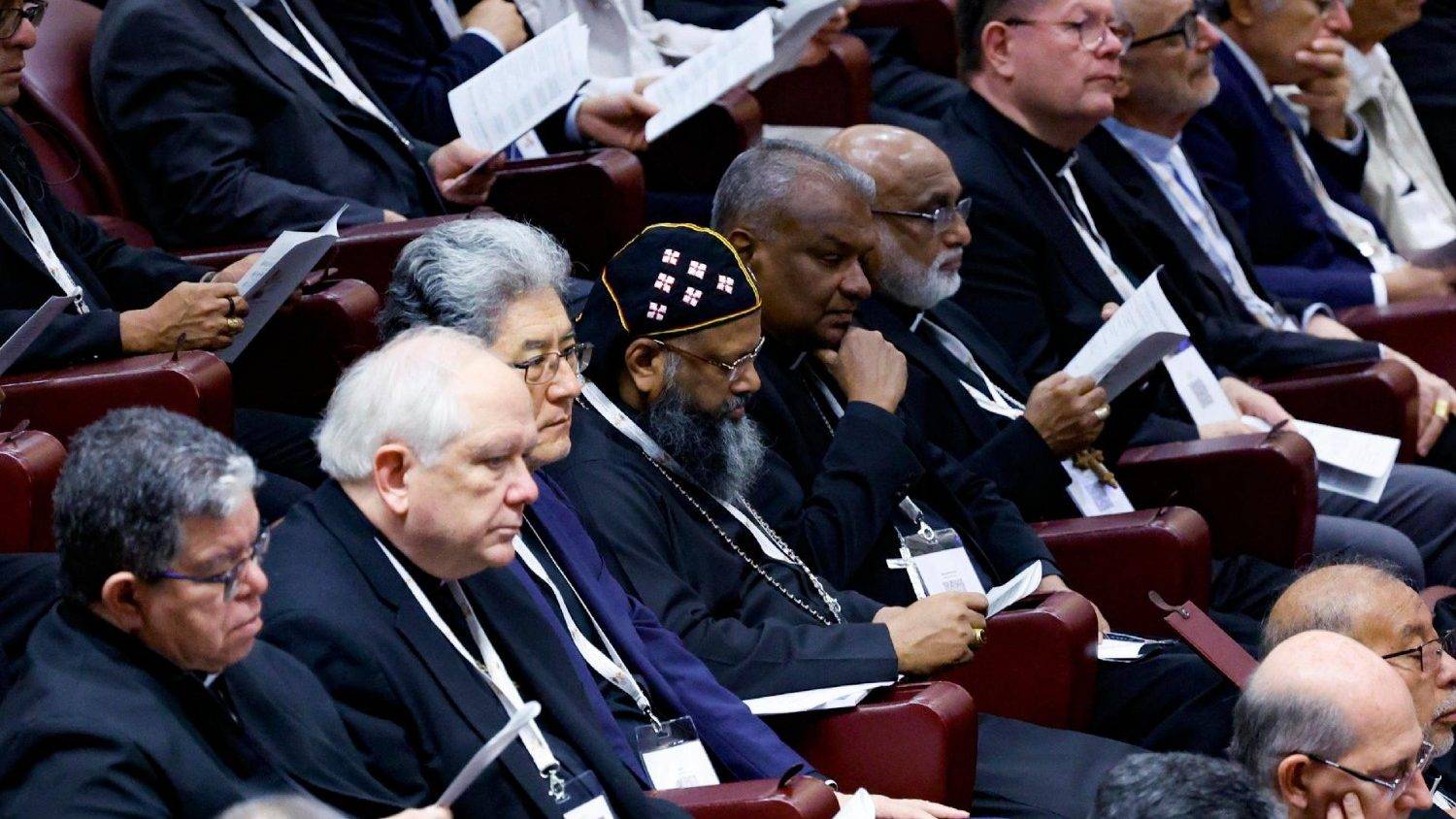 Members of the Synod on Synodality attend a meeting in the Vatican. (Credit: Vatican Media.)