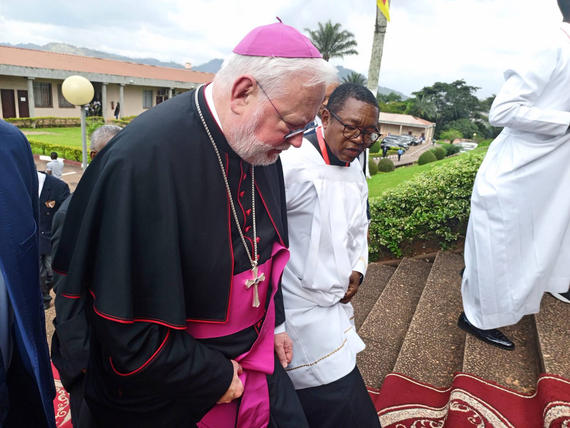 Archbishop Paul Richard Gallagher arrives at the Catholic University of Central Africa as Cameroon (Credit: Ngala Killian Chimtom.)