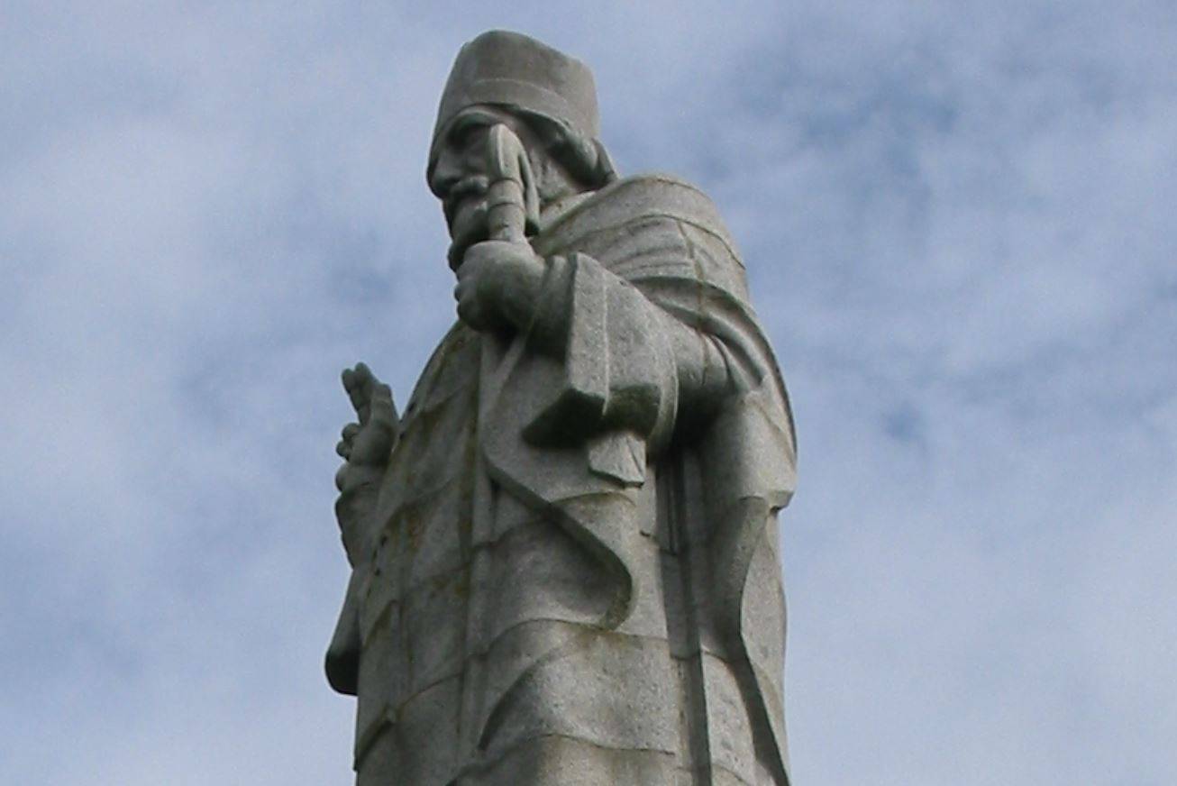 Monumental statue of Saint Patrick on hill Slieve Patrick in County Down in Northern Ireland. (Credit: Wikimedia.)