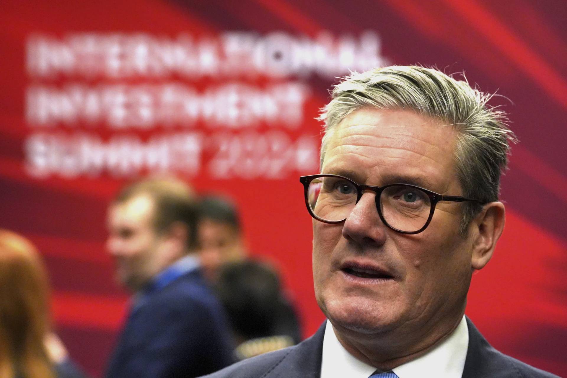 British Prime Minister Sir Keir Starmer speaks with leaders from across the UK during the International Investment Summit in London, Monday, Oct. 14, 2024. (Credit: Jonathan Brady/Pool Photo via AP.)