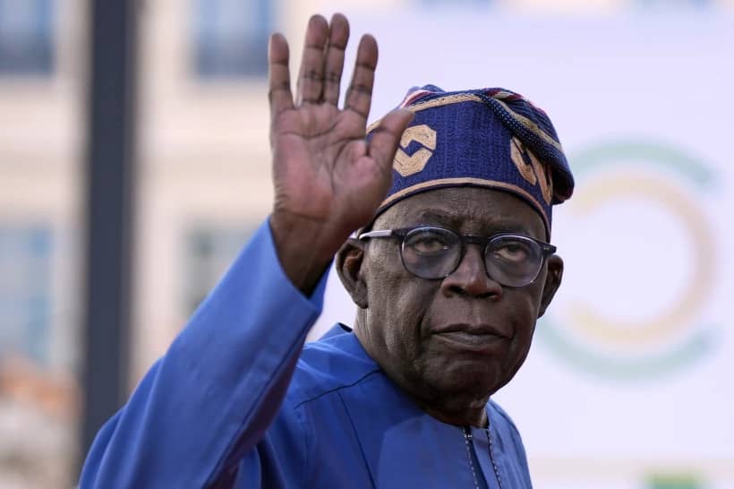 Nigeria’s President Bola Tinubu arrives for the closing session of the New Global Financial Pact Summit, June 23, 2023, in Paris. (Credit: Lewis Joly/Pool via AP.)