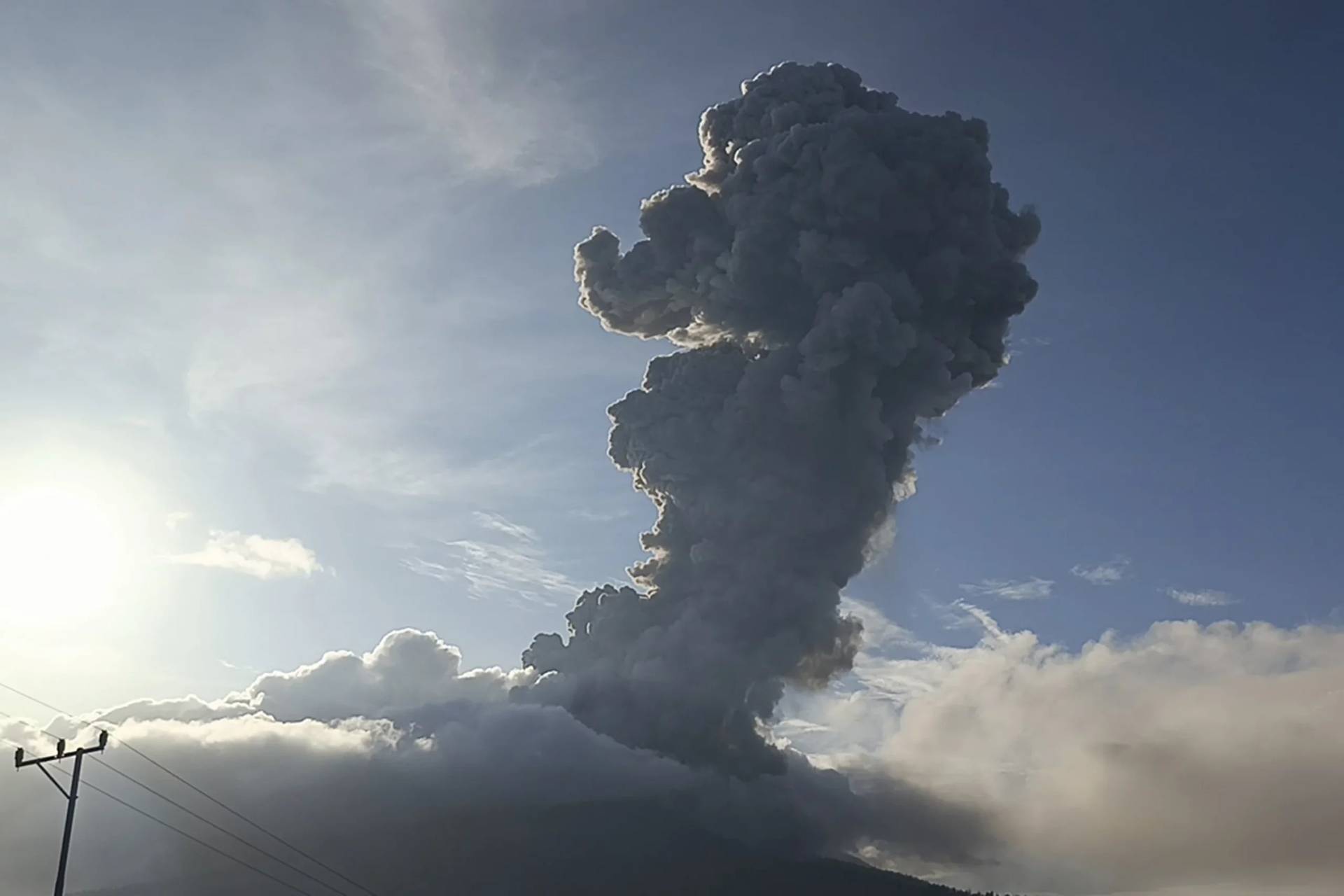 Mount Lewotobi Laki-Laki spews volcanic materials during an eruption, in East Flores, Indonesia, Thursday, Nov, 7, 2024. (Credit: AP Photo.)