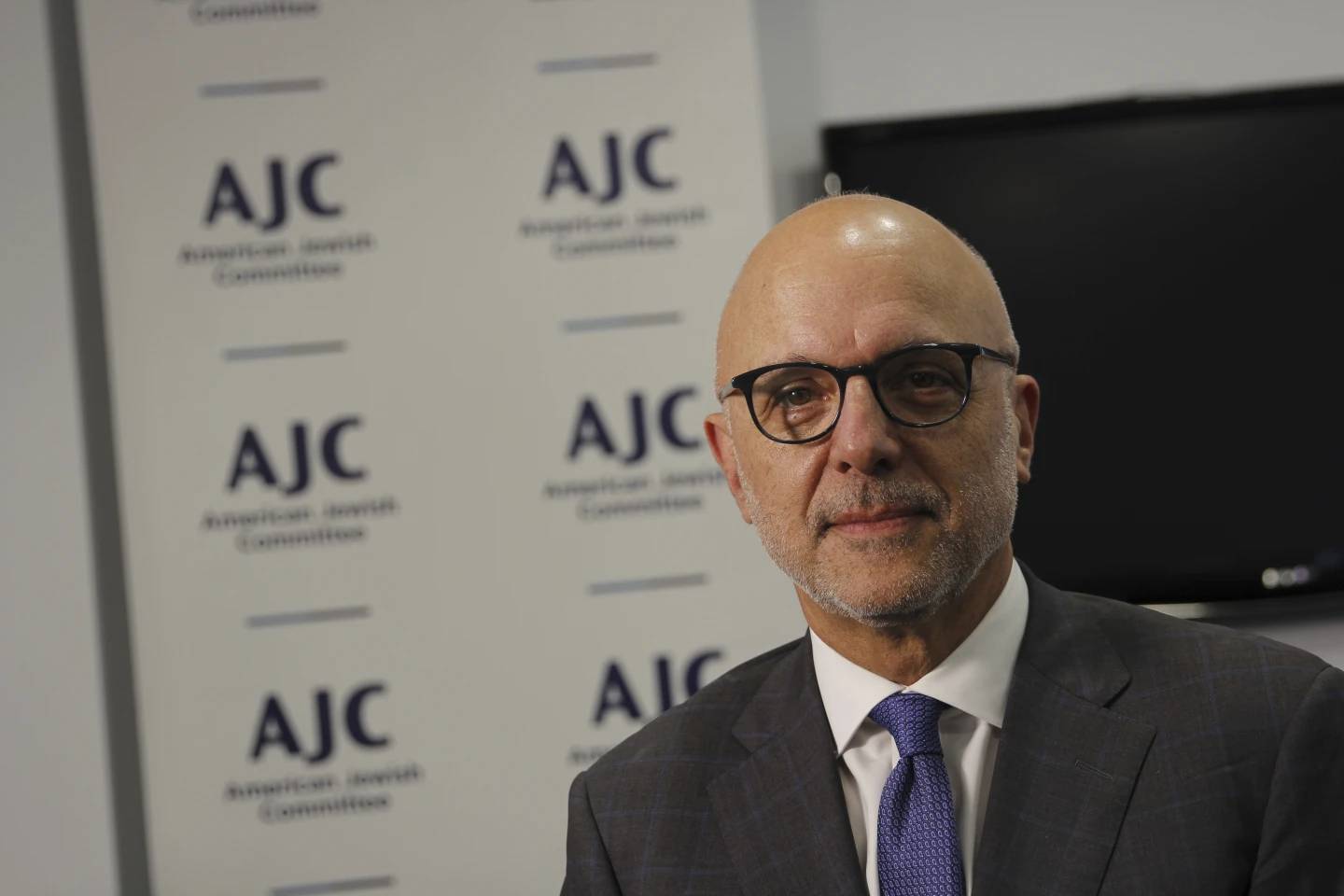 American Jewish Committee (AJC) CEO Ted Deutch is seen during an interview, Friday, Feb. 8, 2024 in Boca Raton, Fla. (Credit: Cody Jackson/AP.)