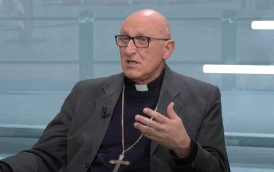 Bishop Dominique Rey, speaking on French television in 2021. (Credit: KTO TV / Youtube screenshot.)