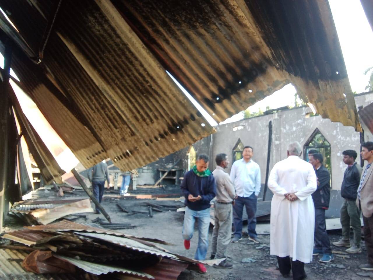 St. Theresa of Child Jesus Chapel in Chokragaon village in Assam, India, after fire. (Credit: Bishop Michael Akasius Toppo.)