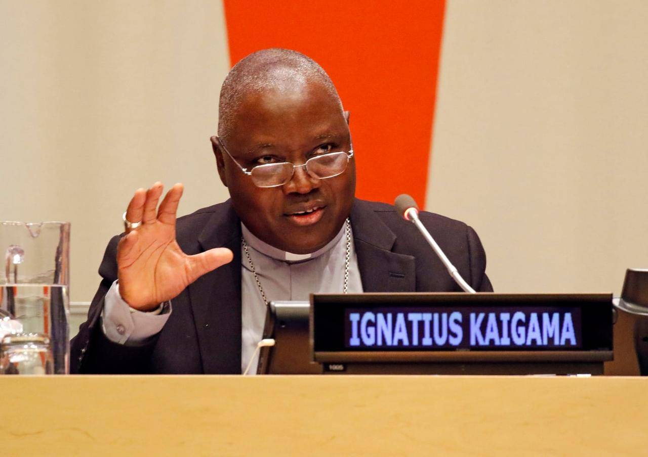 Archbishop Ignatius Kaigama of Abuja, Nigeria, speaks during a forum addressing international religious freedom issues at the United Nations in New York March 1, 2019. (Credit: Gregory A. Shemitz/CNS.)