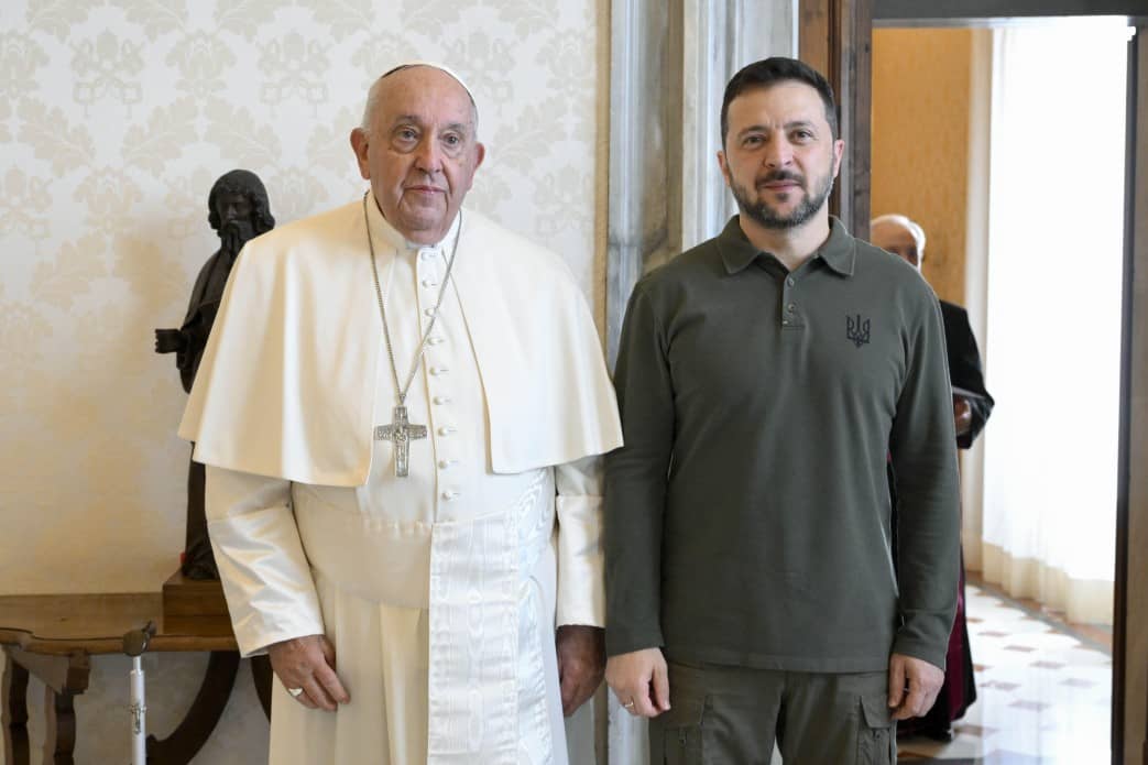 President of Ukraine Volodymyr Zelenskyy met with Pope Francis. (Credit: Ukrainian Government.)