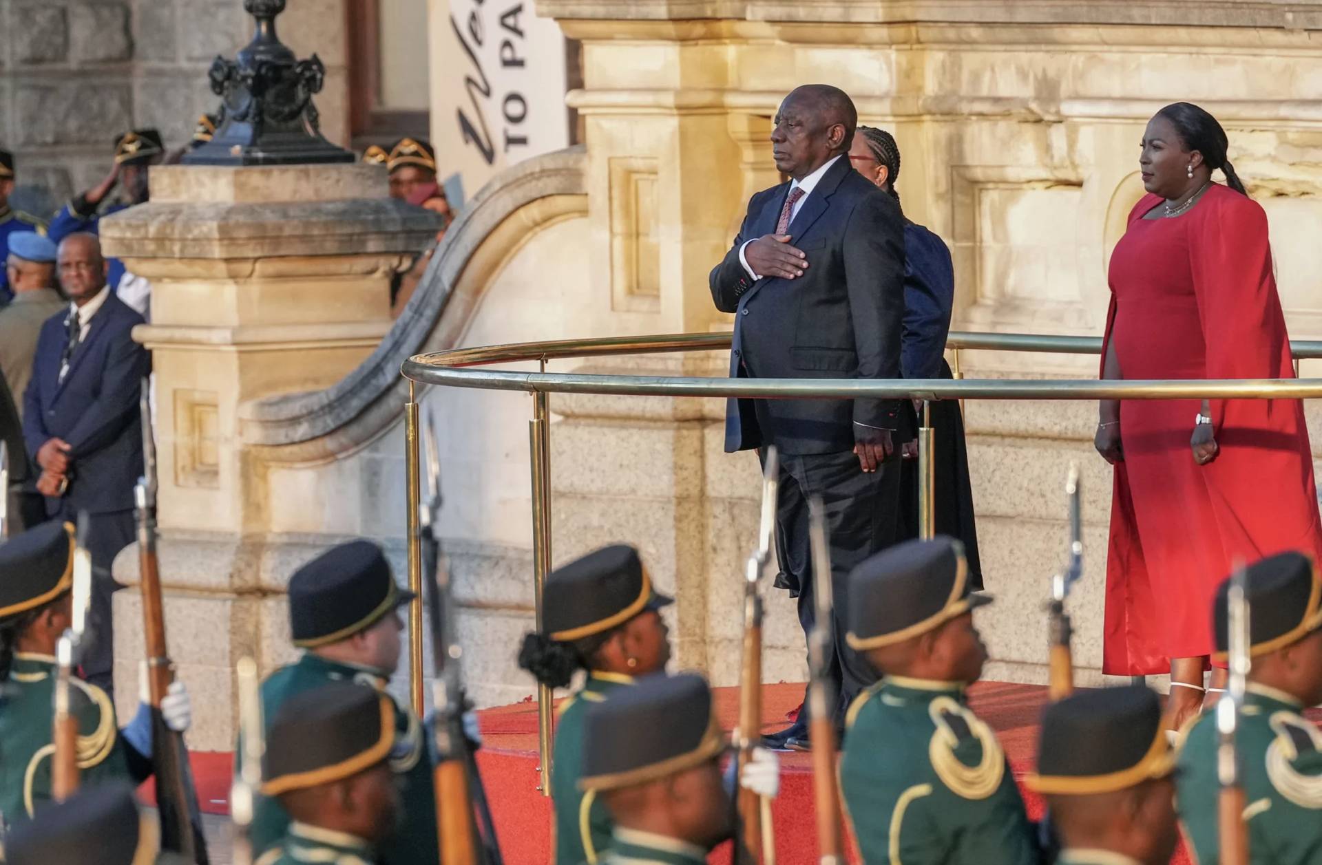 Cyril Ramaphosa, President of South Africa, at Cape Town’s city hall on Feb. 6, 2025. (Credit: Nardus Engelbrecht/AP.)