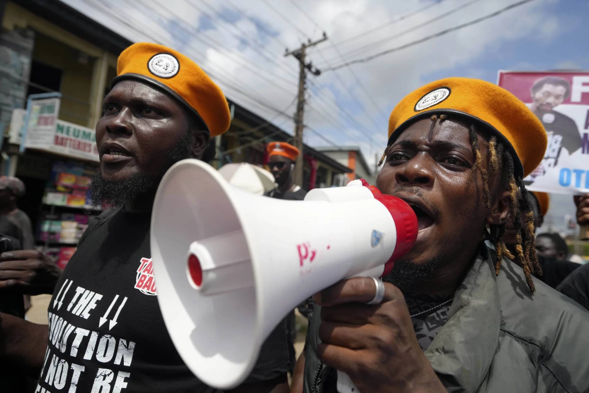 People protest against economic hardship in Lagos, Nigeria, on Oct. 1, 2024. (Credit: Sunday Alamba/AP.)