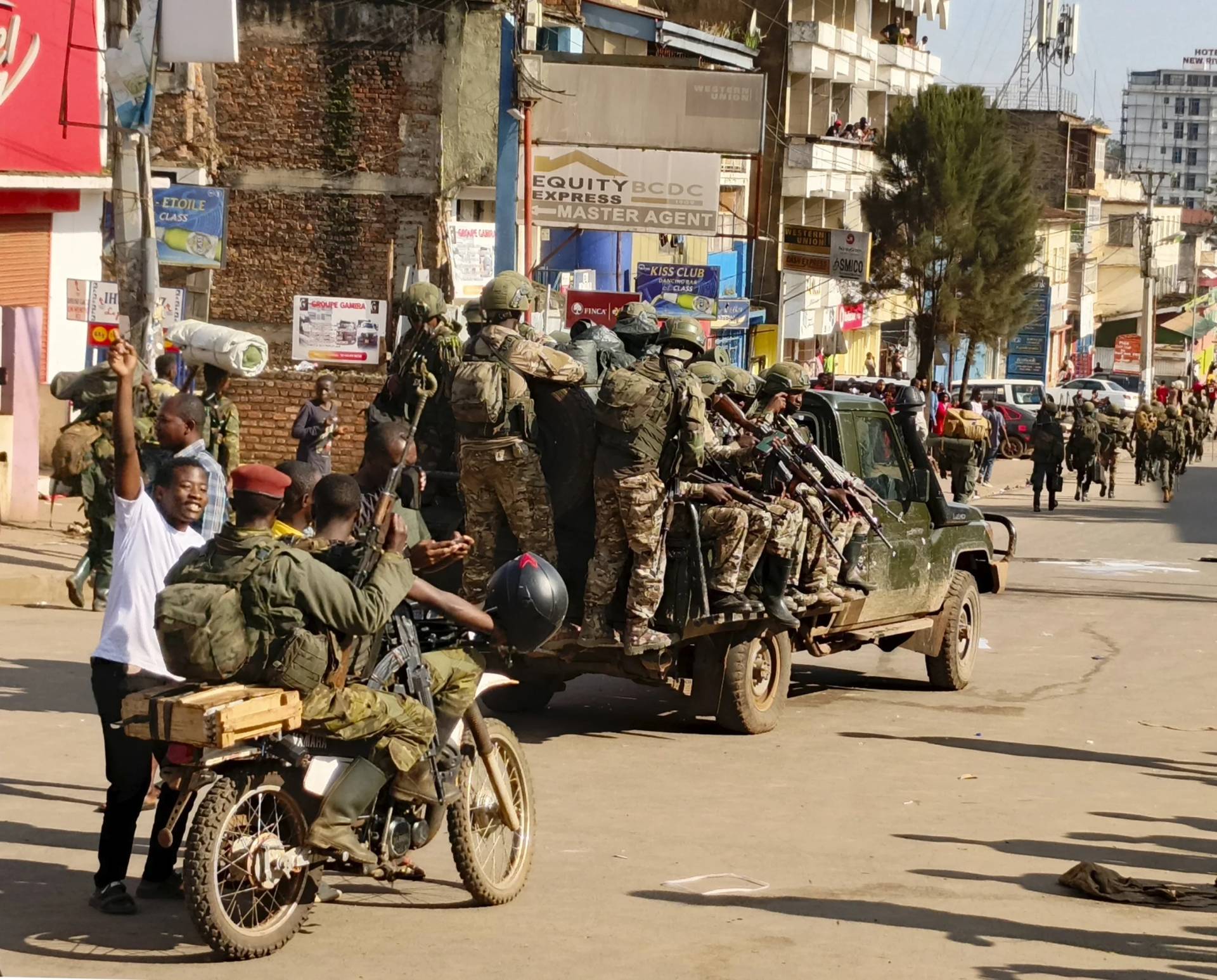 M23 rebels enter the centre of east Congo’s second-largest city, Bukavu, and take control of the South Kivu province administrative office, Sunday, Feb. 16, 2025. (Credit: Janvier Barhahiga/AP.)