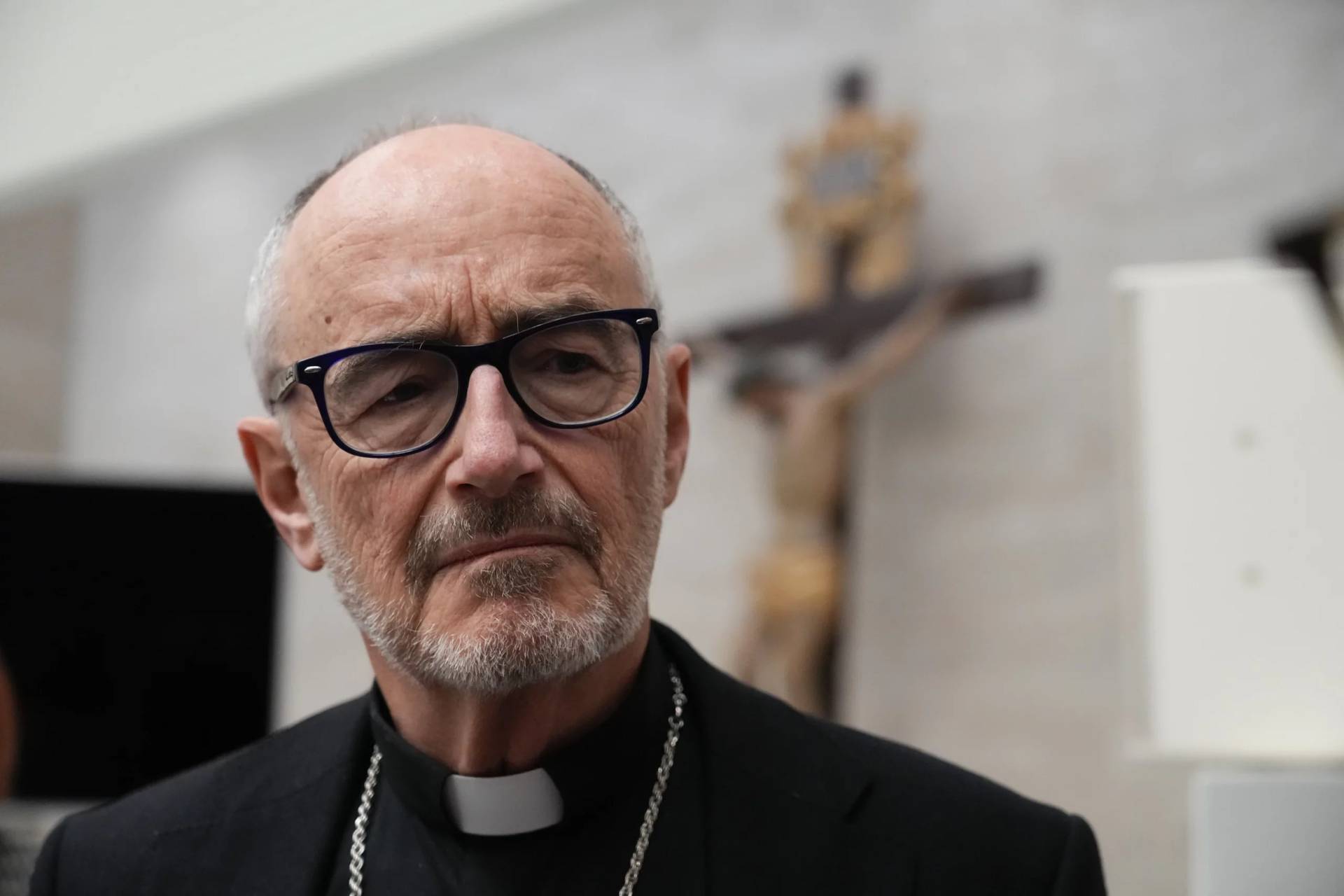 Cardinal Michael Czerny in Vatican press office in Rome, March 30, 2023. (Credit: Gregorio Borgia/AP.)