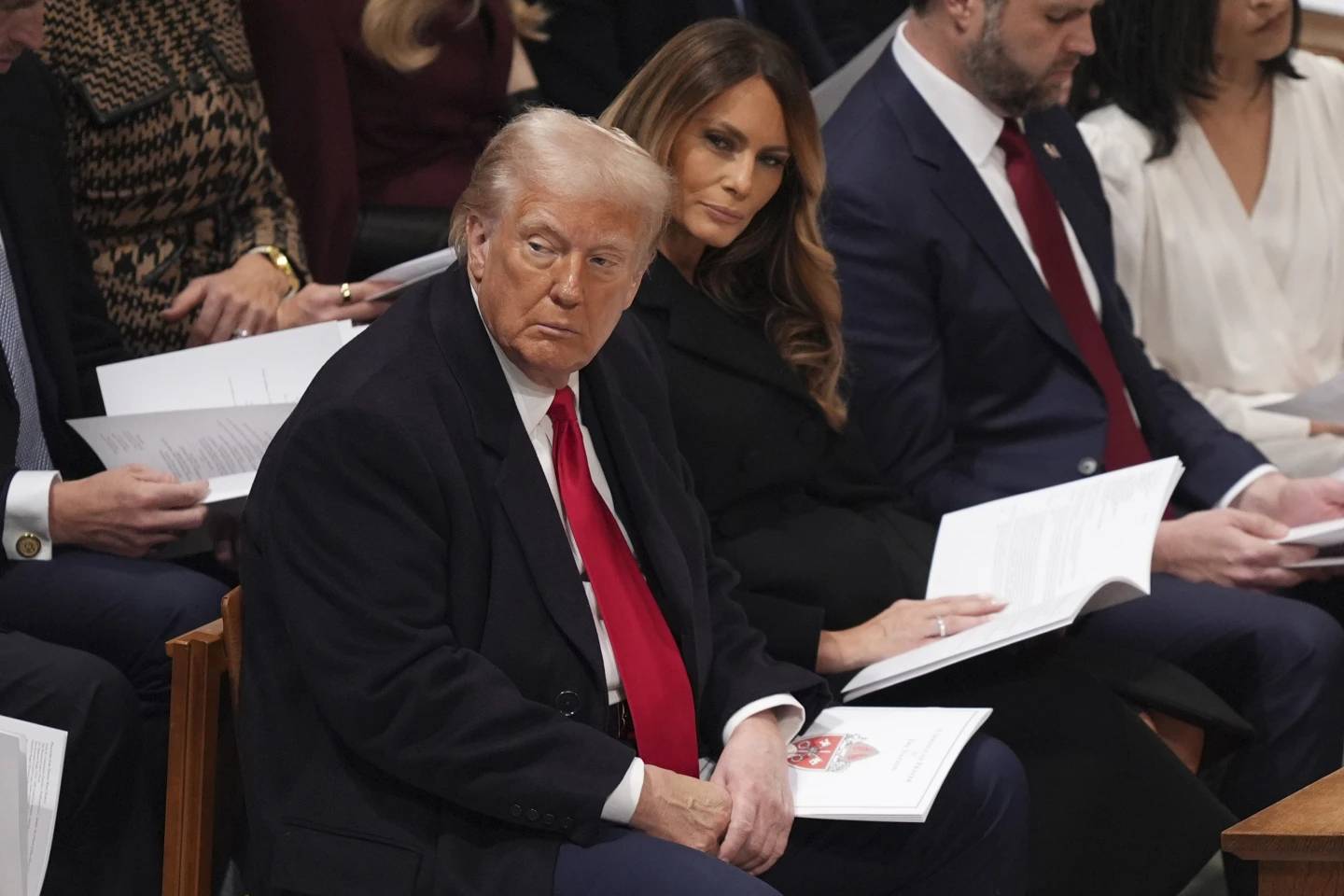 Donald and Melania Trump at the Washington National Cathedral in Washington, D.C. on Jan. 21, 2025. (Credit: Evan Vucci/AP.)