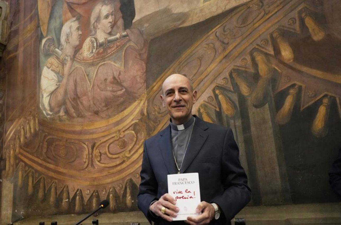 Argentine Cardinal Víctor Manuel Fernández attends the March 21, 2025, presentation of the book, "Viva la Poesia" in Rome. (Credit: Father Antonio Spadaro/Social Media.)