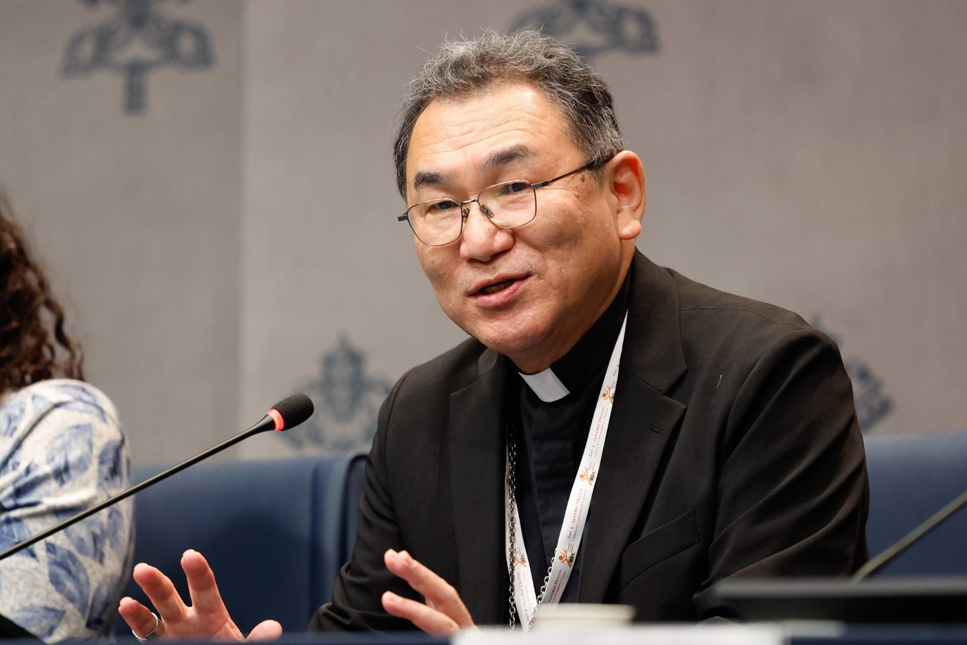 Cardinal-designate Tarcisio Isao Kikuchi of Tokyo speaks at an Oct. 8, 2024, press briefing at the Vatican for the Synod of Bishops. (Credit: Lola Gomez/CNS.)