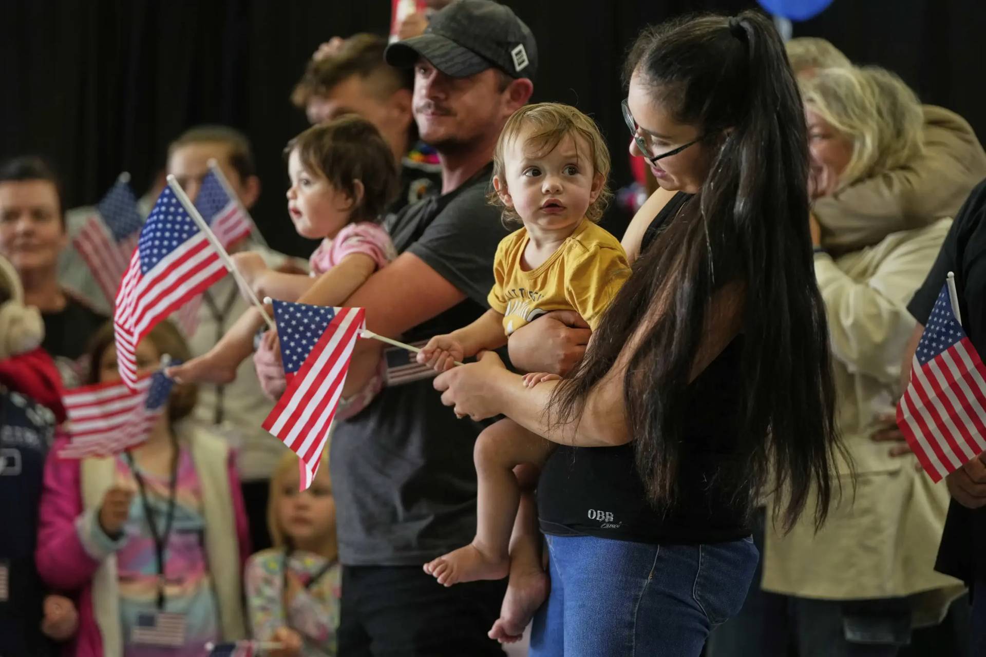 Afrikaner refugees from South Africa arrive at Dulles International Airport in Dulles, Virginia. (Credit: Demaree Nikhinson/AP.)