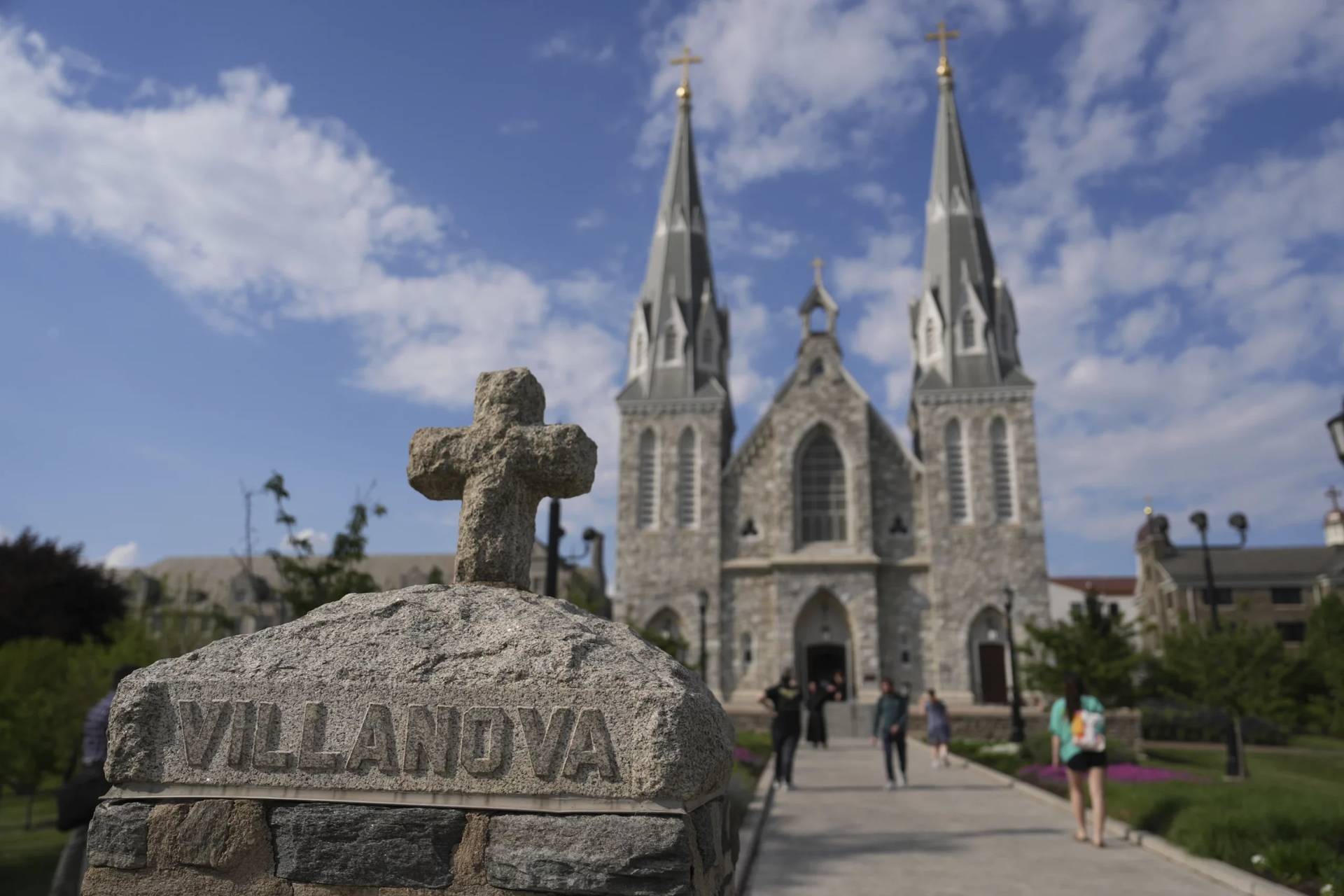 A general view of St. Thomas of Villanova Church on the Villanova campus in Villanova, Pennsylvania, on May 8, 2025. (Credit: Matt Slocum/AP.)