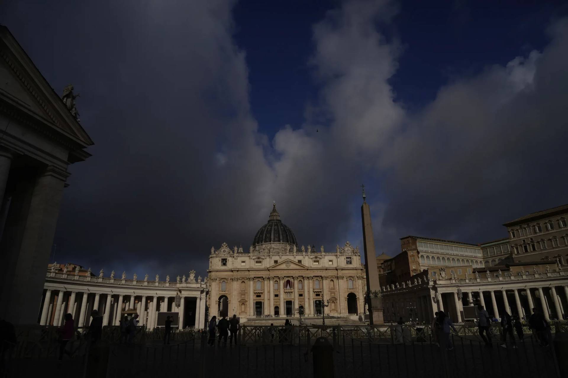 Clouds pass over St. Peter's Basilica at the Vatican, Tuesday, May 6, 2025. (Credit: Gregorio Borgia/AP.)