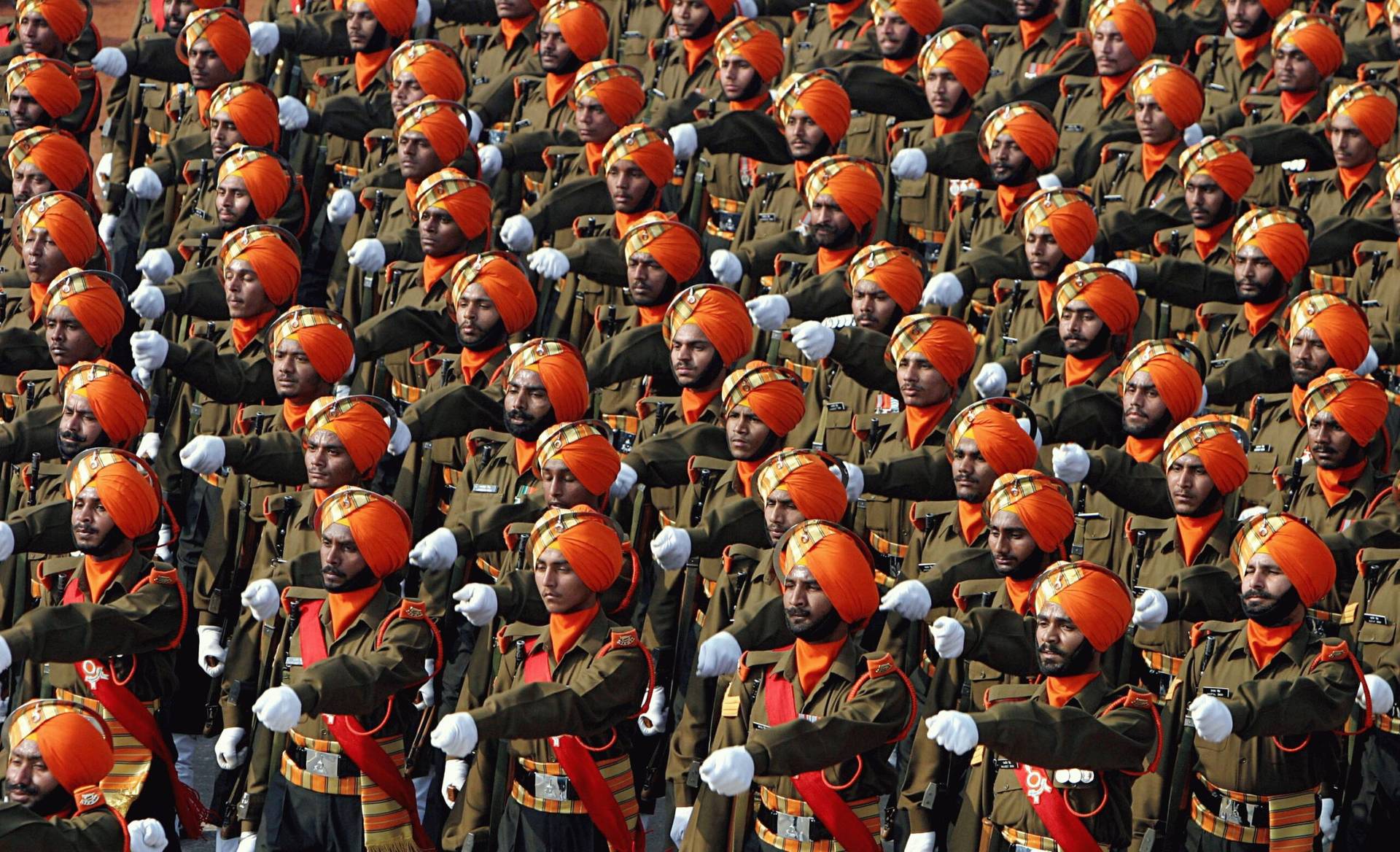 Soldiers of the Sikh Light Infantry during a Republic Day Parade. (Credit: Wikipedia.)