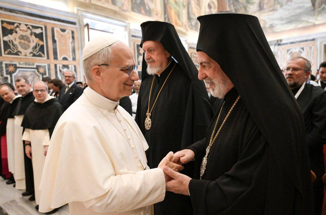 Pope Leo XIV receives Symposium “Nicea and the Church of the Third Millennium: Towards Catholic-Orthodox Unity” on June 7, 2025. (Credit: Vatican Media.)