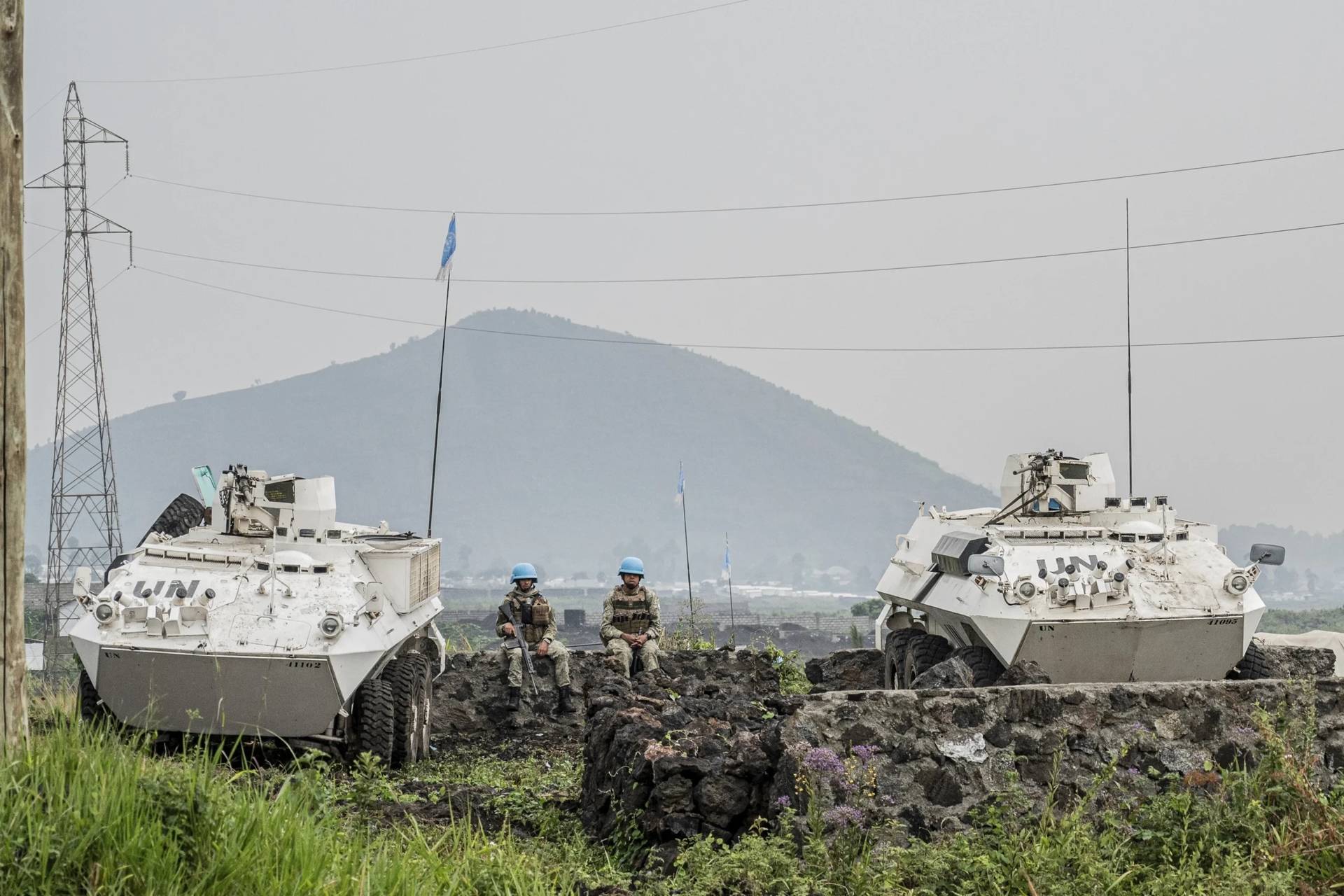 UN troops deploy outside Goma, in the eastern part of the Democratic Republic of Congo, Jan. 24, 2025. (Credit: Moses Sawasawa/AP.)