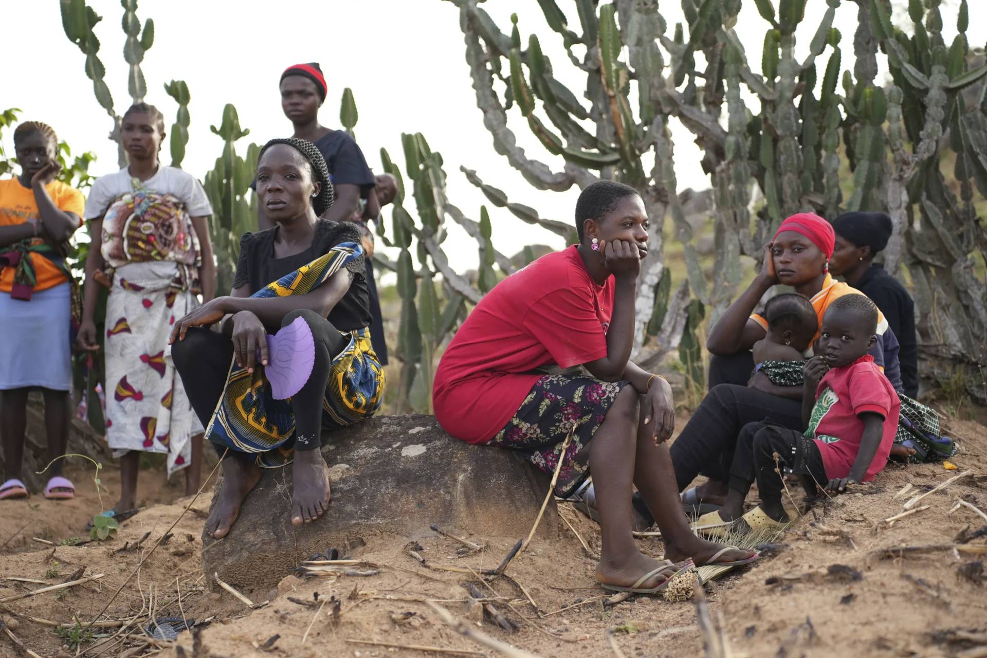 Women mourn the death of a family member following the attack by gunmen in north-central Nigeria on April 15, 2025. (Credit: Samson Omale/AP.)