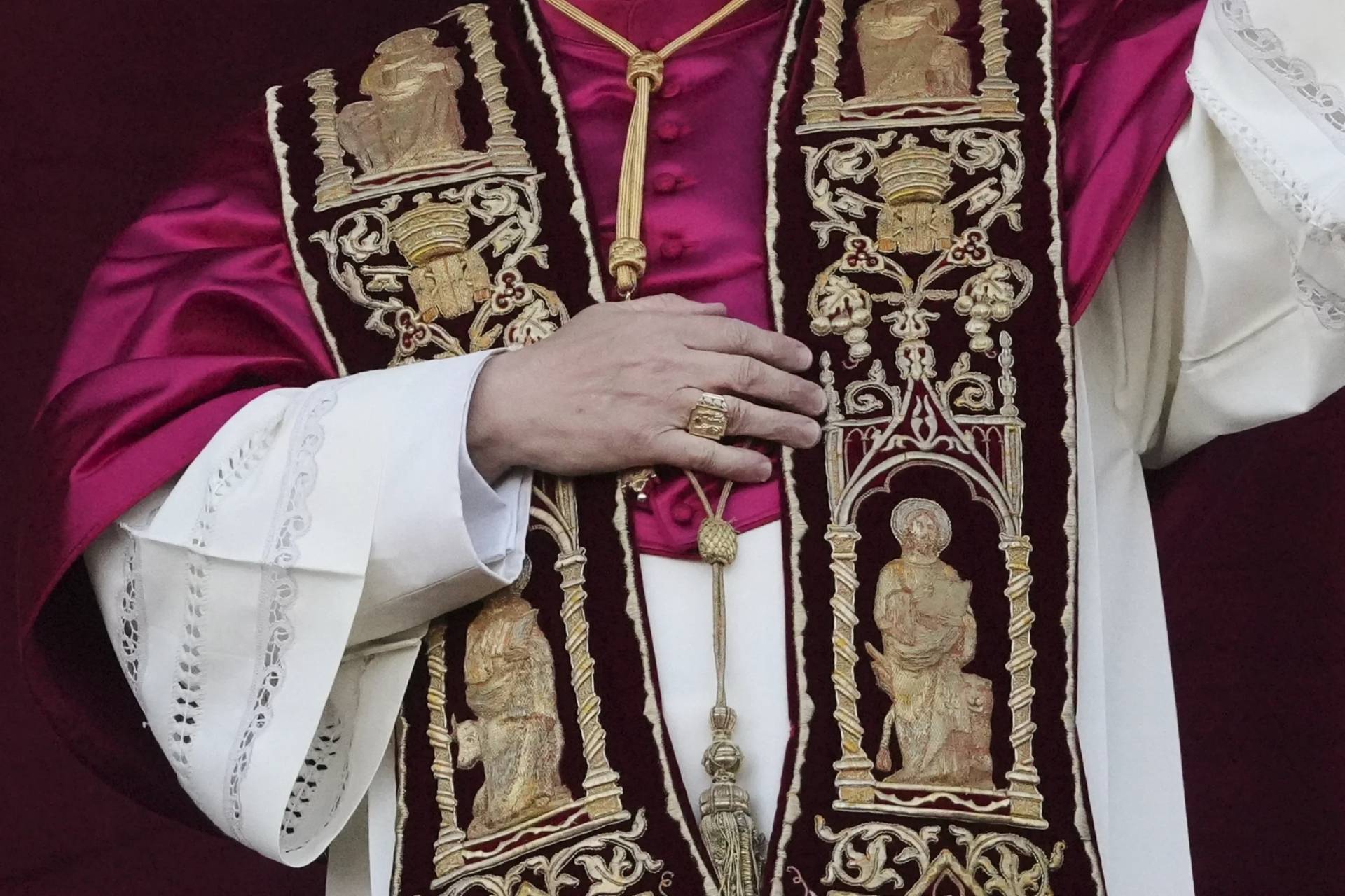 Newly elected Pope Leo XIV appears at the balcony of St. Peter’s Basilica at the Vatican, May 8, 2025. (Credit: Alessandra Tarantino/AP.)