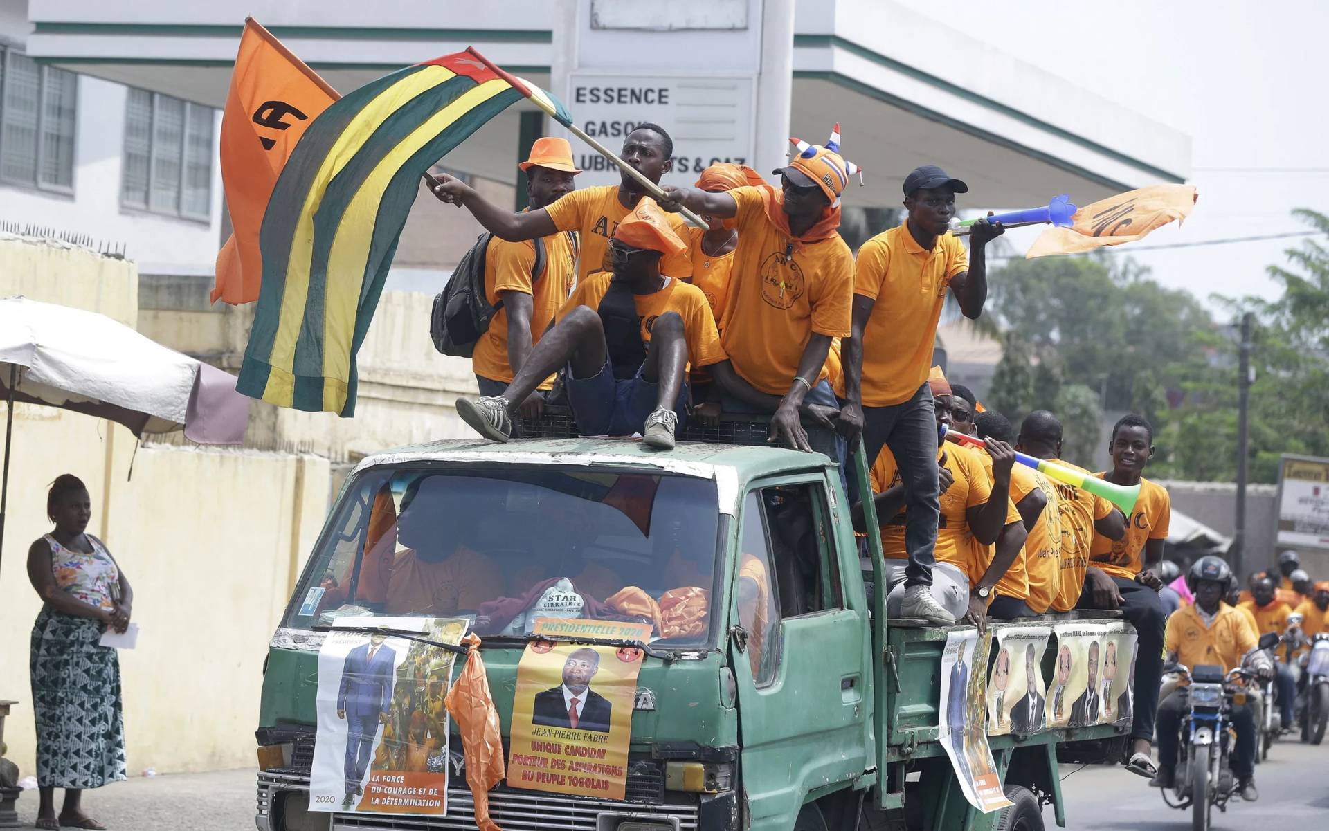 Opposition leaders campaign in Lome, Togo, on Feb. 20, 2020. (Credit: Sunday Alamba/AP.)