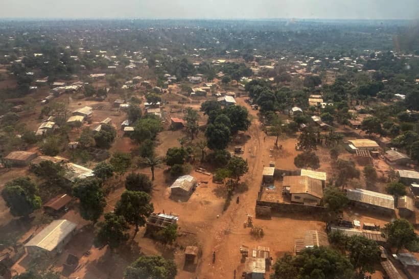 An arial view of Bangui, Central African Republic, is seen on March. 8, 2024. (Credit: Sam Mednick/AP.)