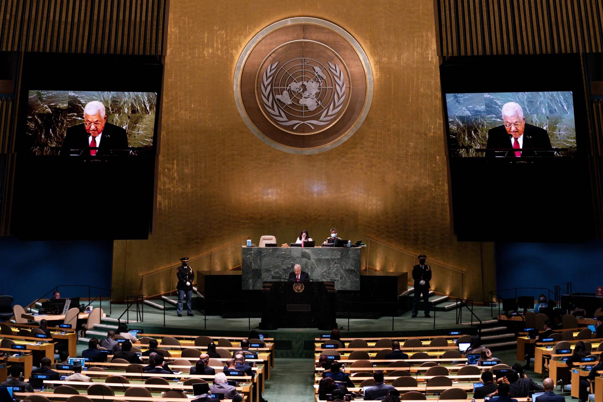 Palestinian President Mahmoud Abbas addresses the 77th session of the United Nations General Assembly on Sept. 23, 2022, at the U.N. headquarters. The U.N. General Assembly is expected to vote Friday, May 10, 2024, on a resolution that would grant new “rights and privileges” to Palestine and call on the Security Council to favorably reconsider its request to become the 194th member of the United Nations. (Credit: Julia Nikhinson/AP.)