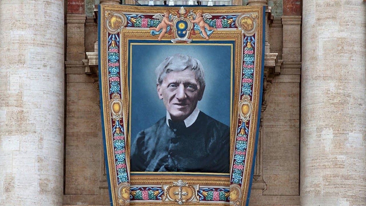 Tapestry of St. John Henry Newman in St. Peter's Basilica for his canonization in 2019. (Credit: Vatican Media.)